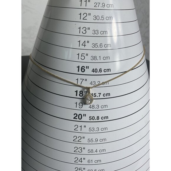 Gold-Tone Chain Necklace With Sparkling Round Pendant - Picture 2 of 4